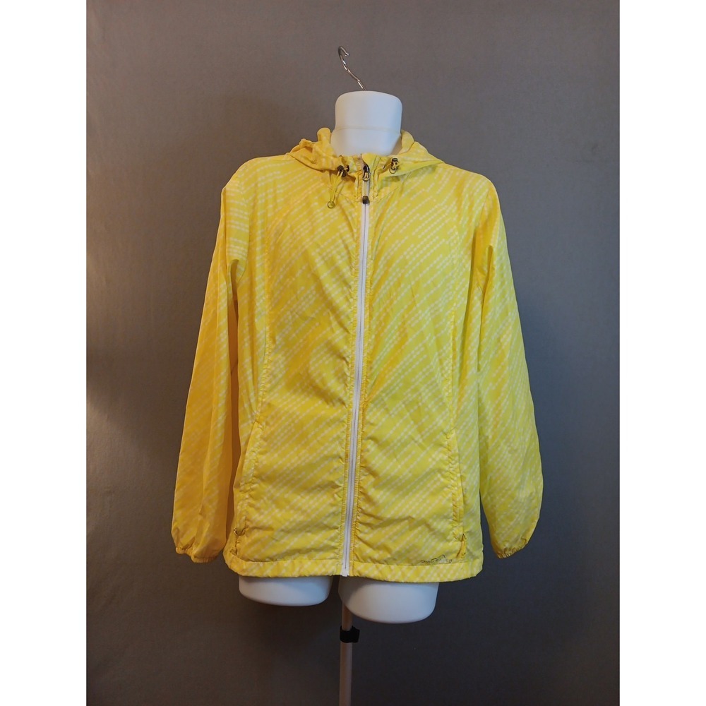 Eddie Bauer Womens Size XL Yellow Packable Windbreaker With Hood full zip jacket